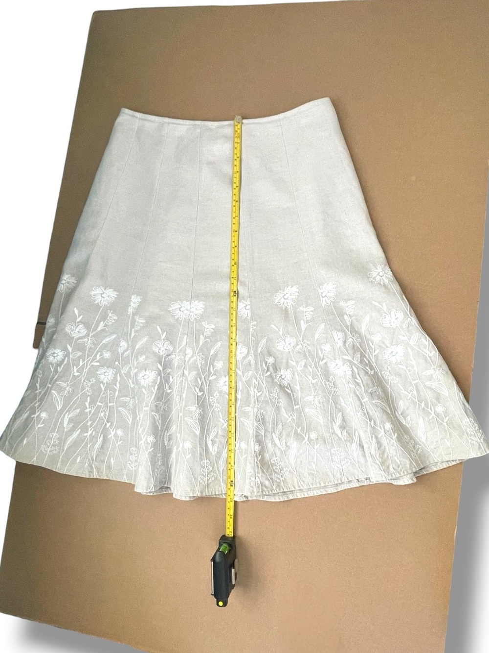 Christopher & Banks Linen Blend Embroidered Floral Midi Skirt Cottagecore Boho - Picture 7 of 10